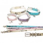Royalty Halsband + Koppel - Rosa - XL