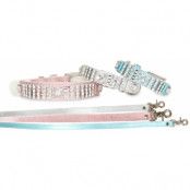 Shiny Luxury Halsband + Koppel - Rosa - XL