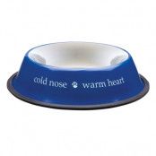Cold Nose Warm Heart - Blå Matskål, Rostfri Stål