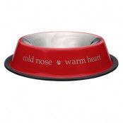 Cold Nose Warm Heart - Röd Matskål, rostfri stål